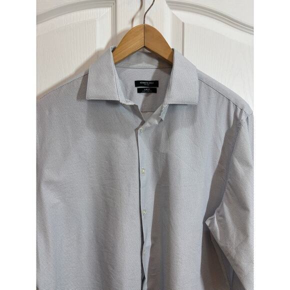 Kenneth Cole Men 16 34/35 Slim Fit Ultra Performance Stretch Dobby Diamond Shirt - Picture 2 of 8